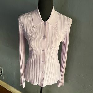 Who What Wear, Pandora collard knit button down top, sweater, Lavender, XL